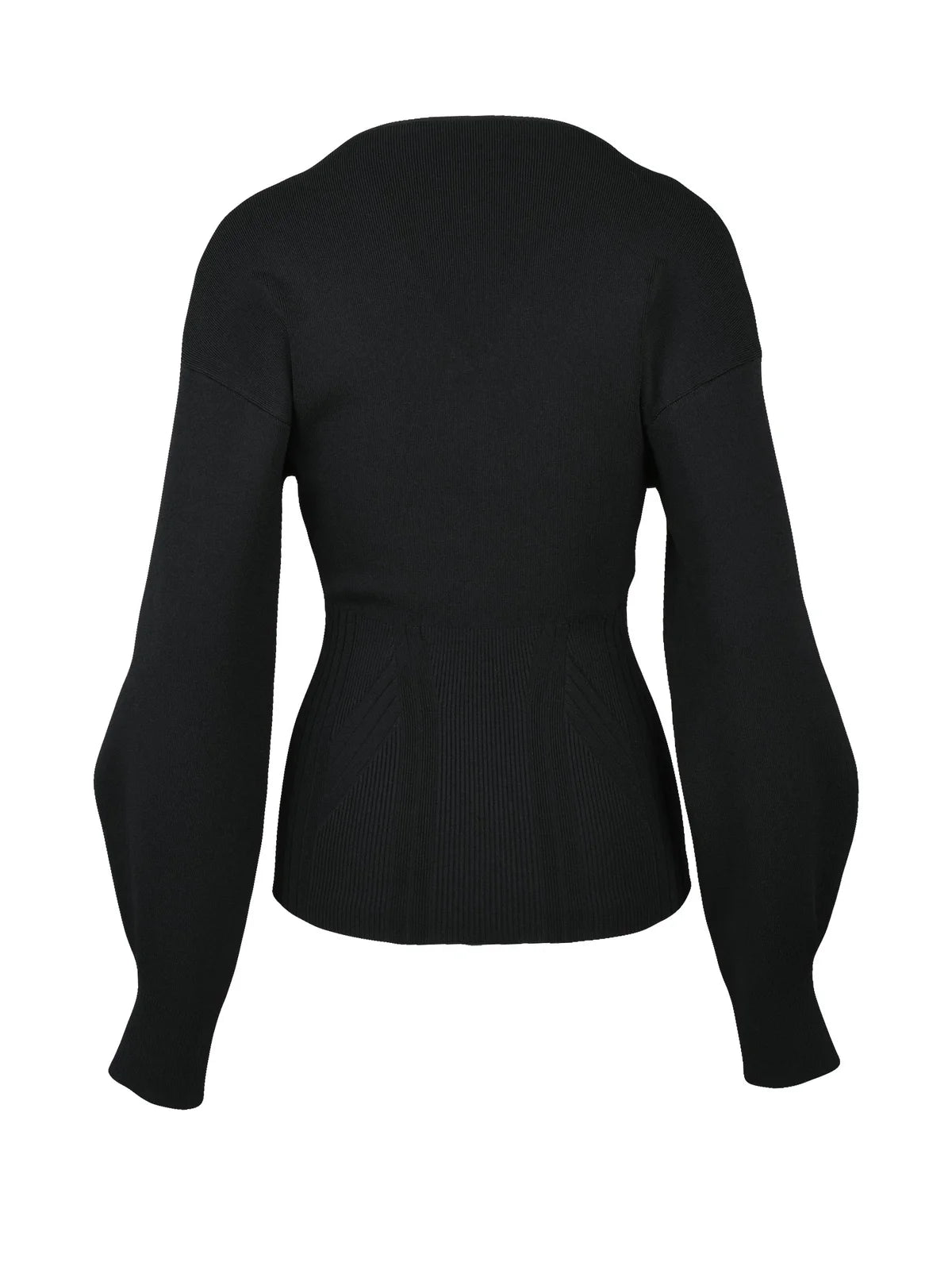 Fitted Knit Puff Sleeve - Black