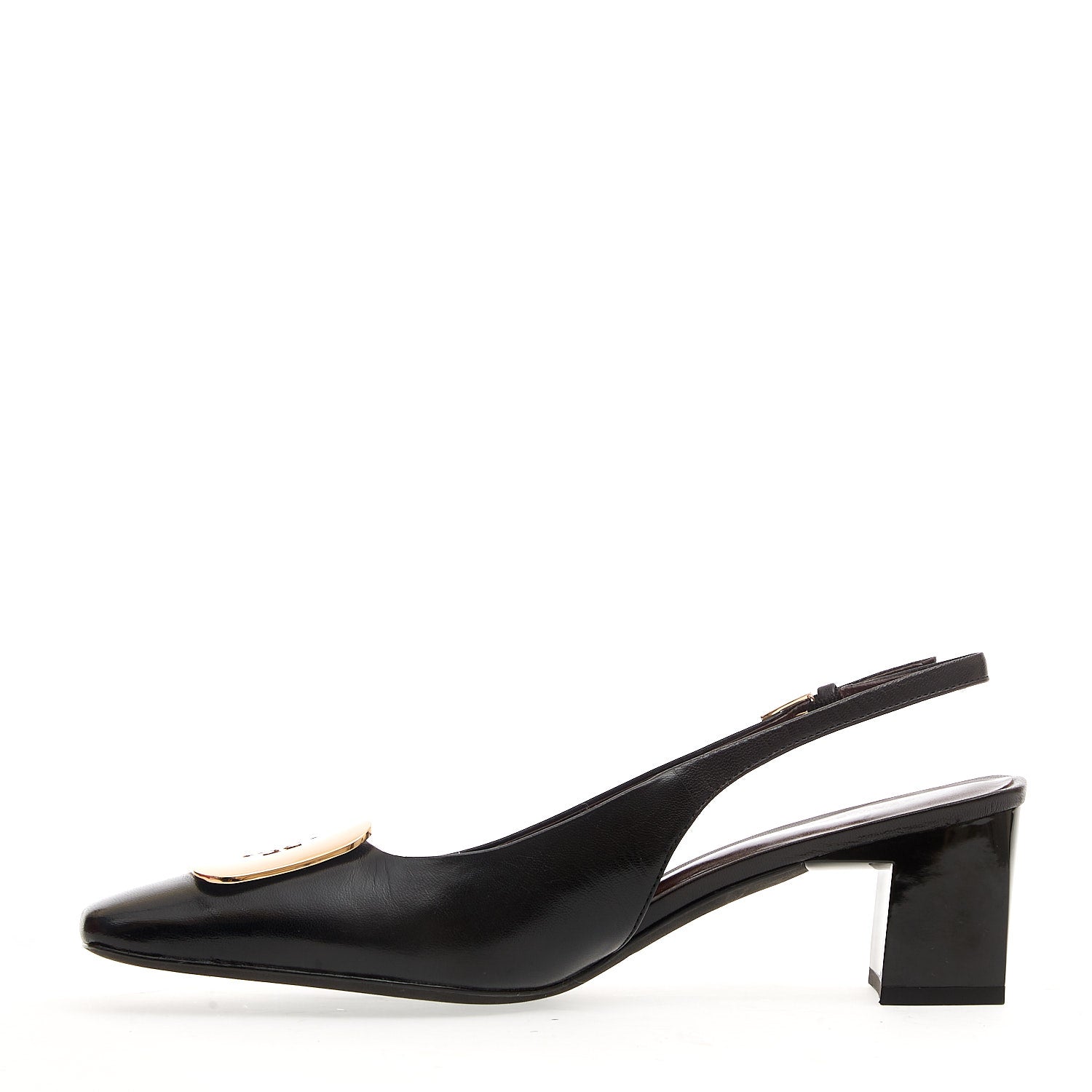 Slingback Black Leather Buckle