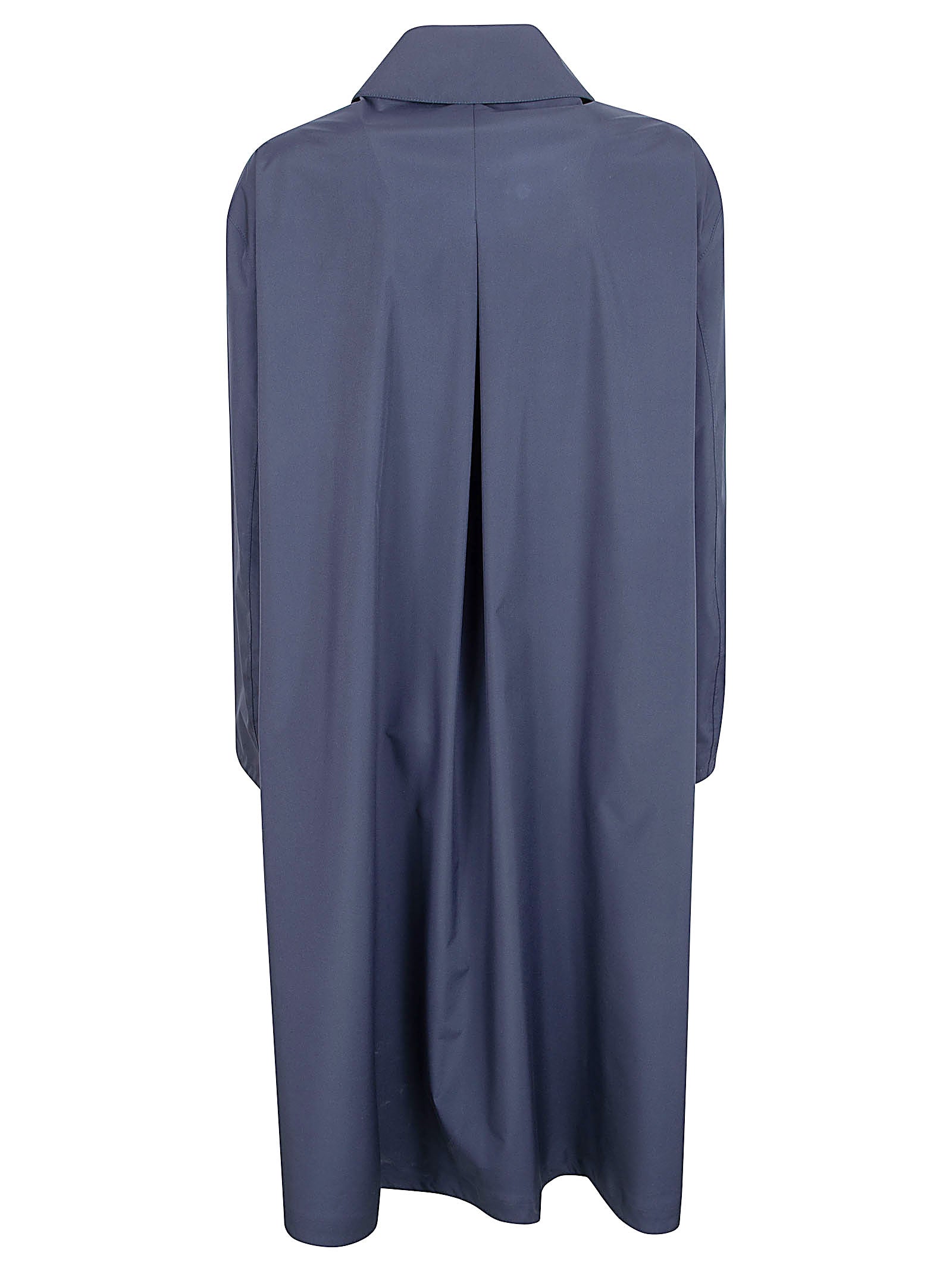 Blue Coat with Classic Collar and Concealed Closure