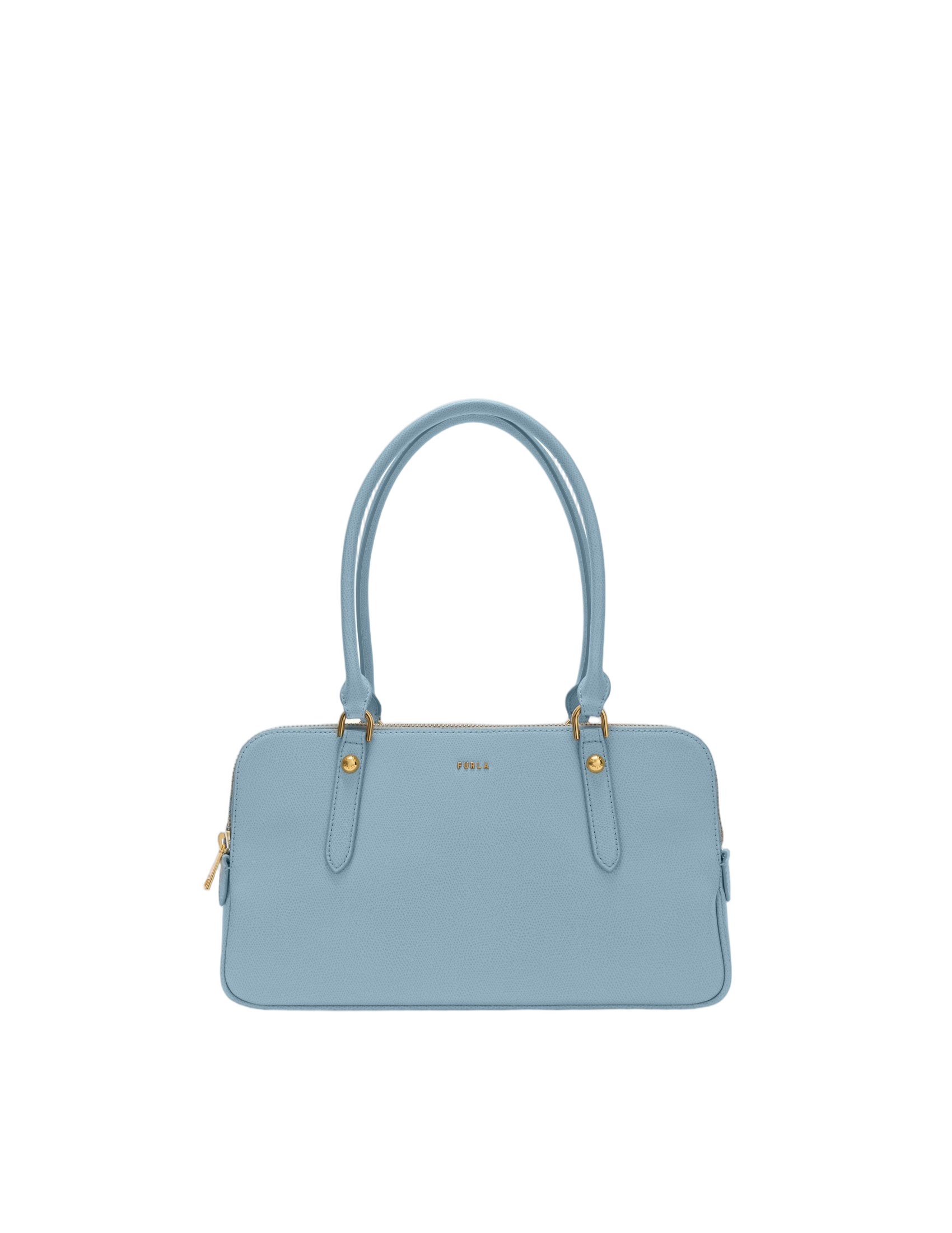 Giulia M Boston Leather Shoulder Bag, Midnight Blue