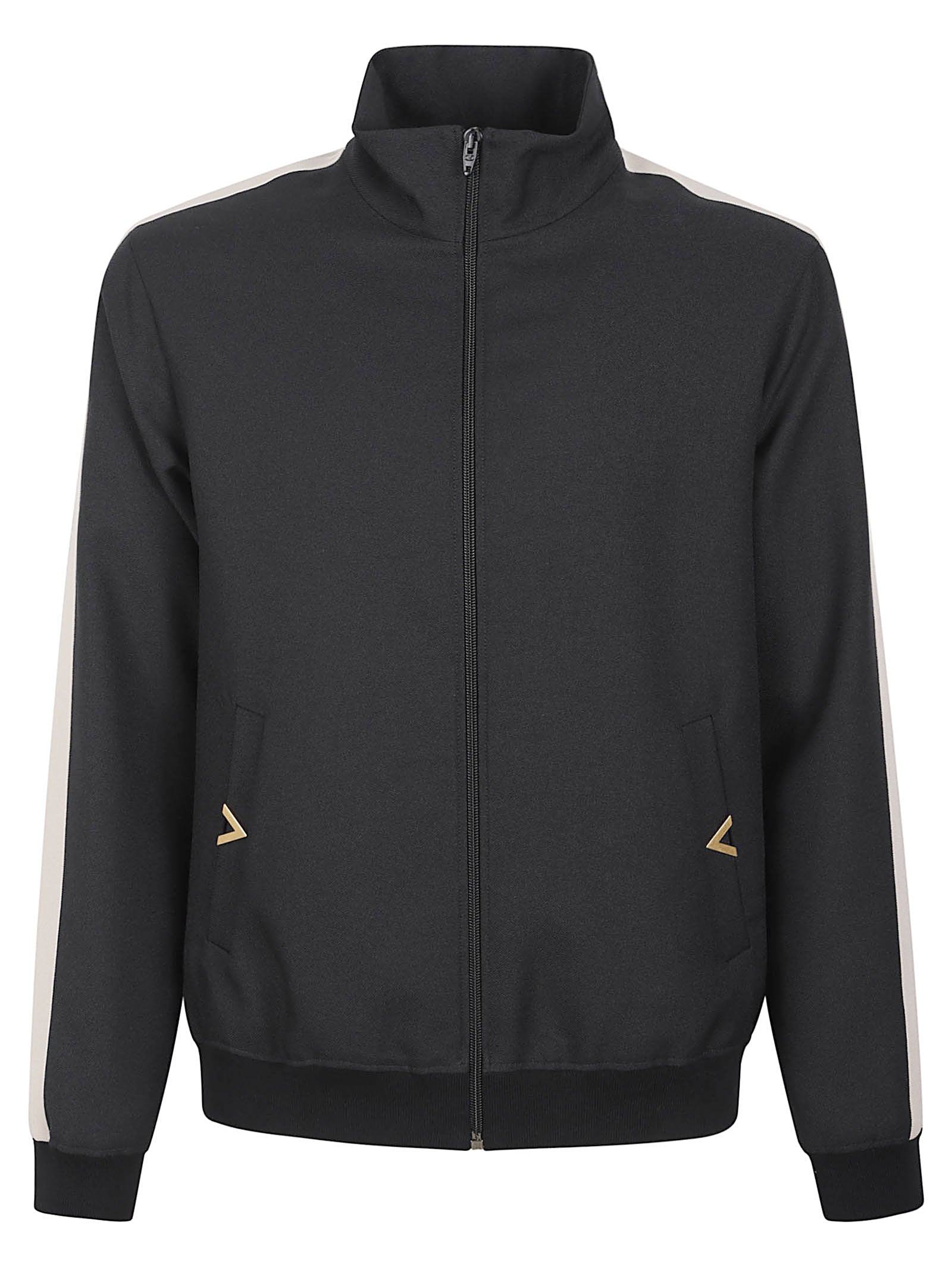 Black Knit Sweater with Zip Front