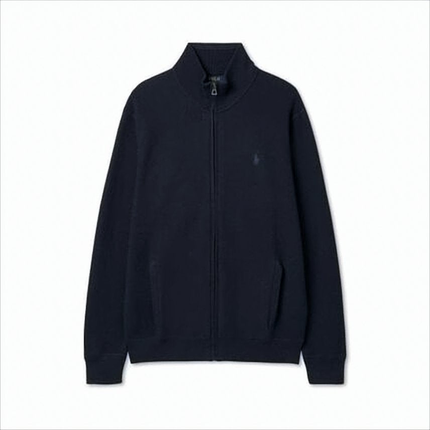 Classic Full-Zip Sweater with High Ribbed Collar
