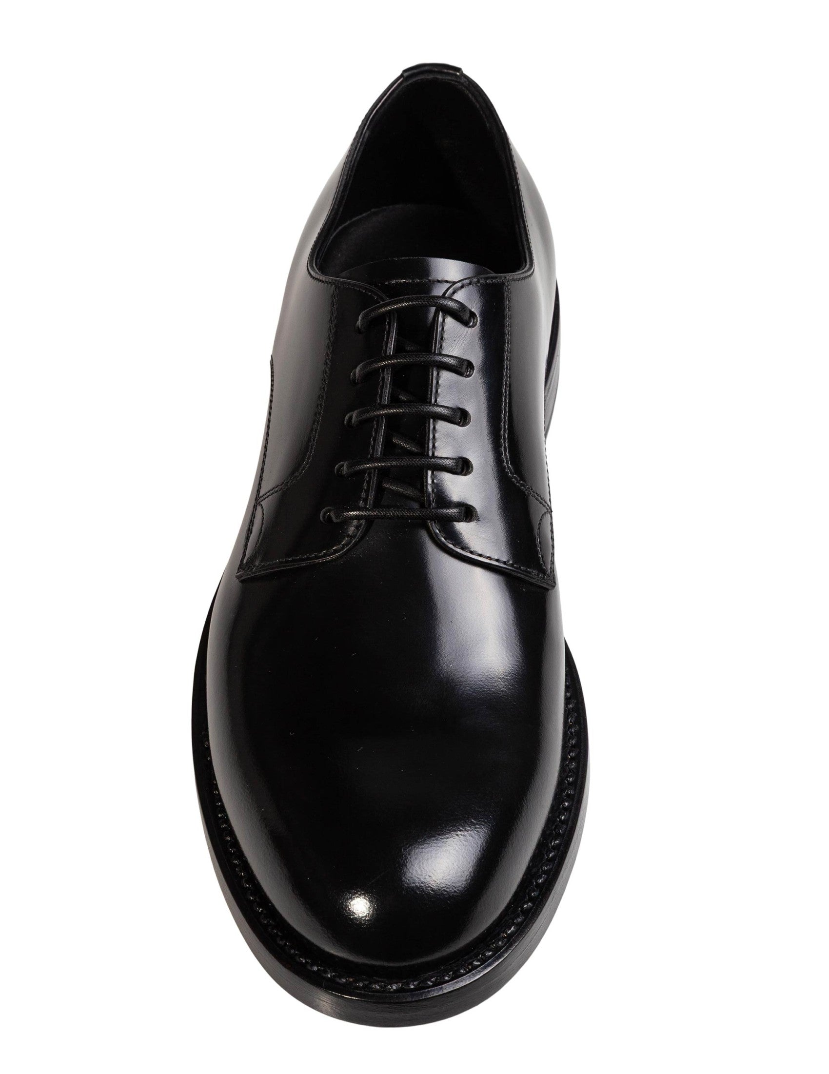 Black Brushed Calfskin Derby Shoes