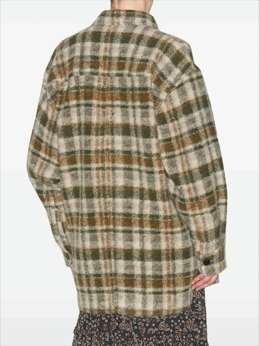 Relaxed Boxy Plaid Coat with Classic Collar