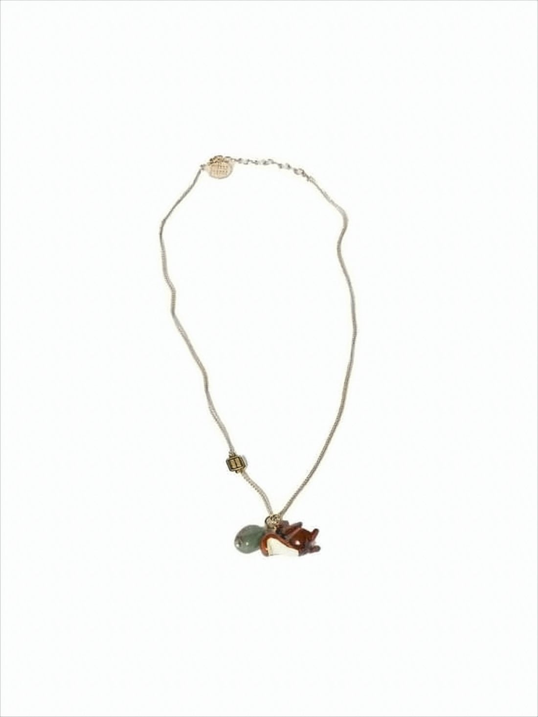 Delicate Yellow Brass Necklace with Squirrel Charm