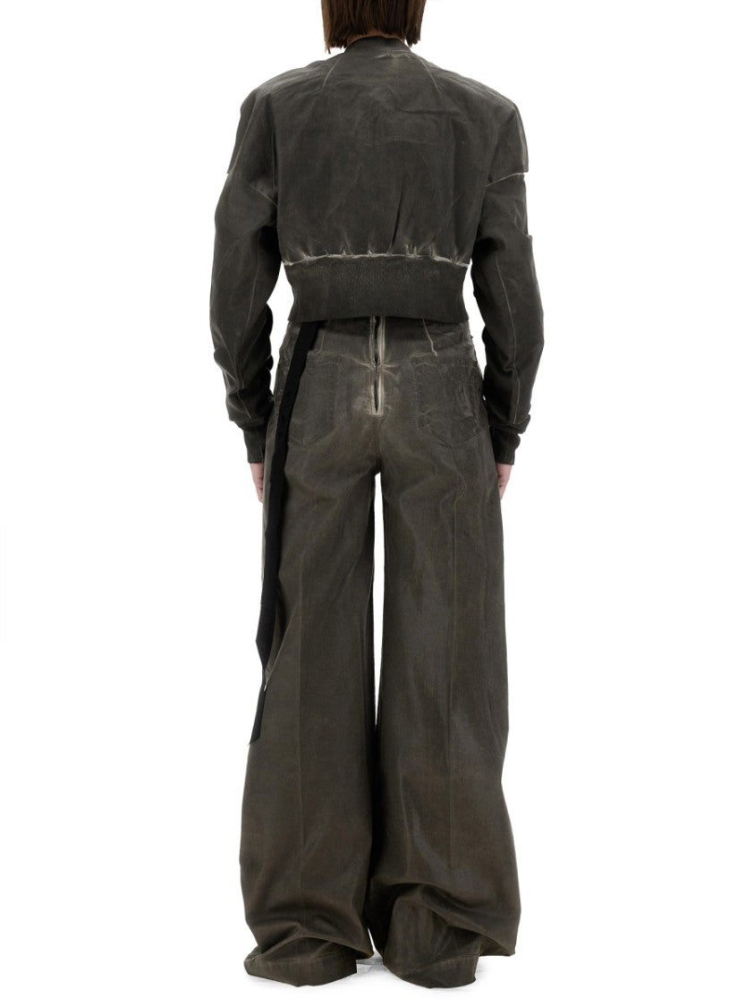 "Flight Jkt" Cropped Bomber Jacket