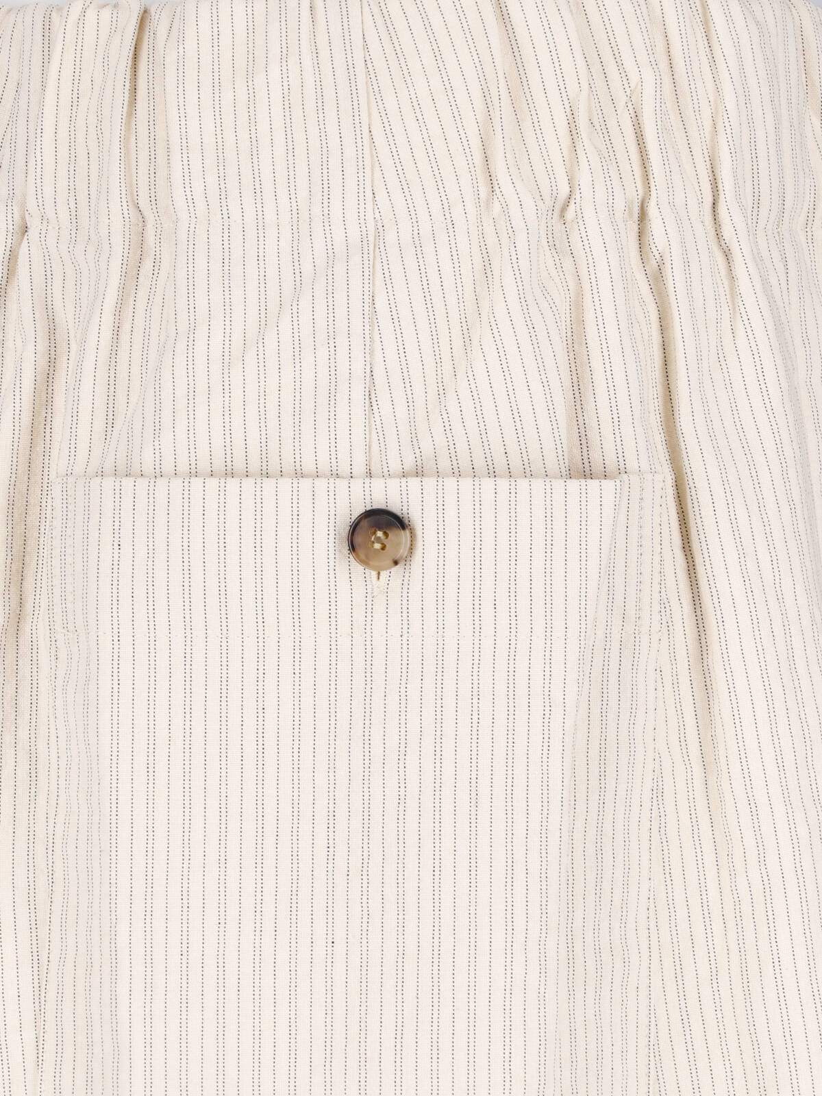 Black Pinstriped Texture Wide-Leg Trousers