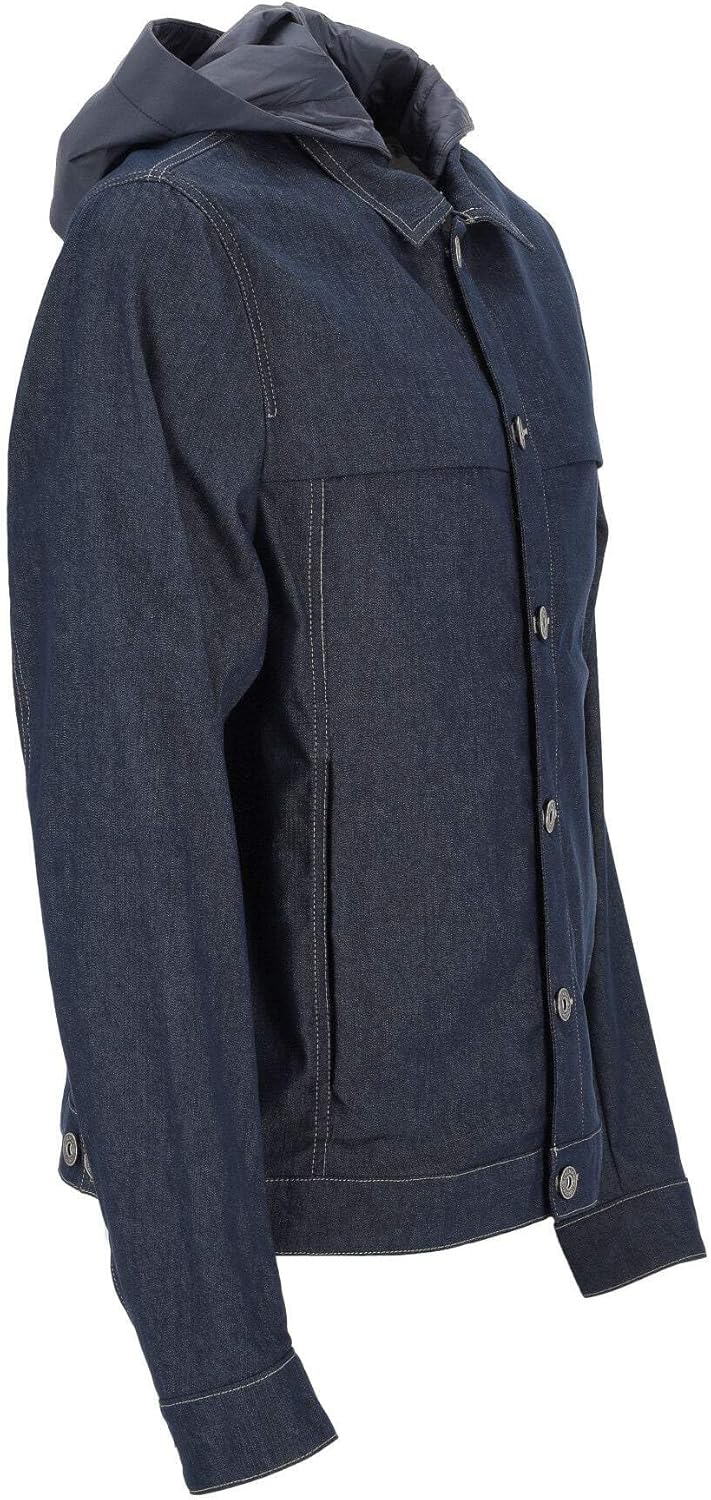Navy Blue Hooded Denim Jacket