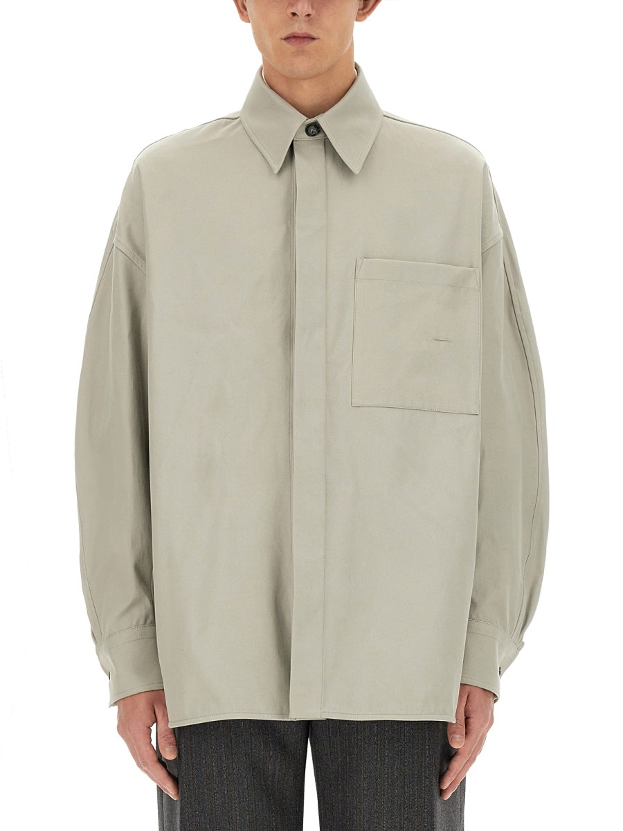 Cotton Twill Overshirt with Structured Collar