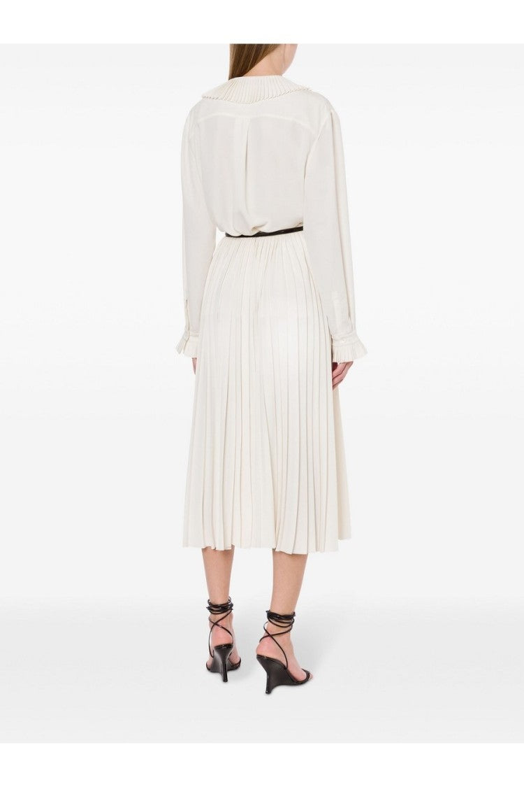 Relaxed Fit White Shirt With Pleated Detailing