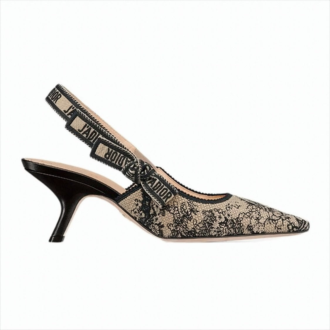 Pointed-Toe Slingback Pumps with Intricate Embroidery