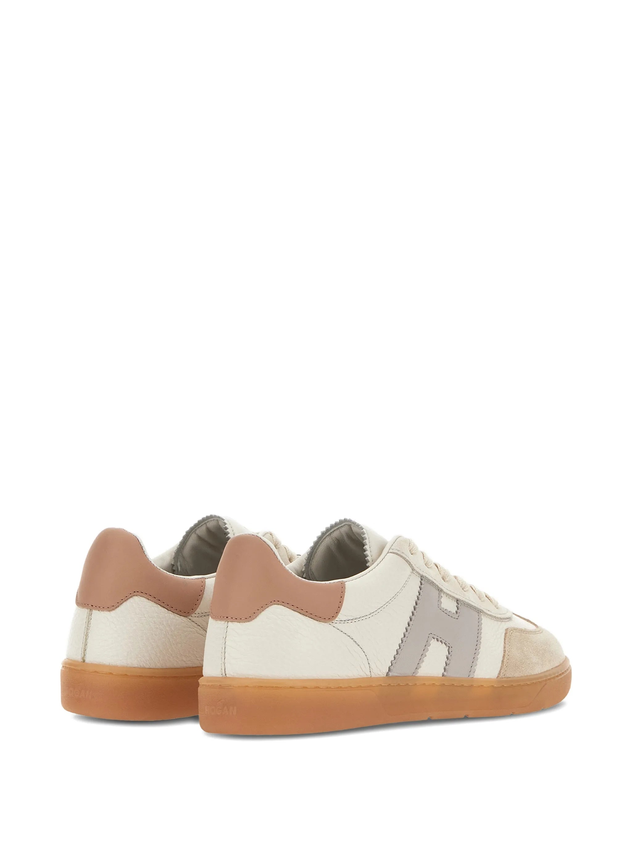 Neutral Low-Top Smooth Suede Leather Sneakers