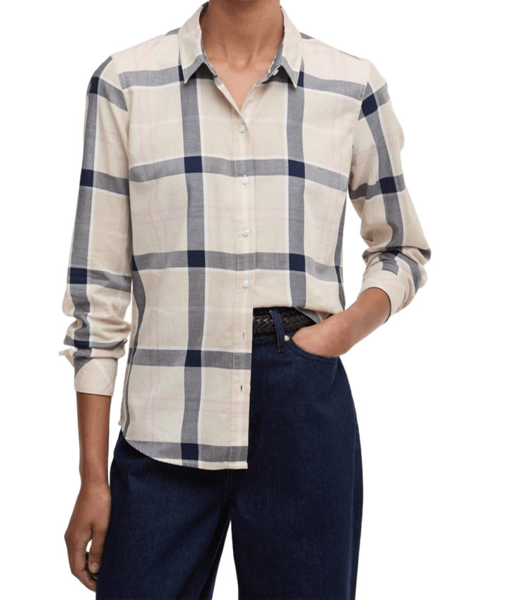 Cherry Blossom Tartan Shirt With Button-Down Closure