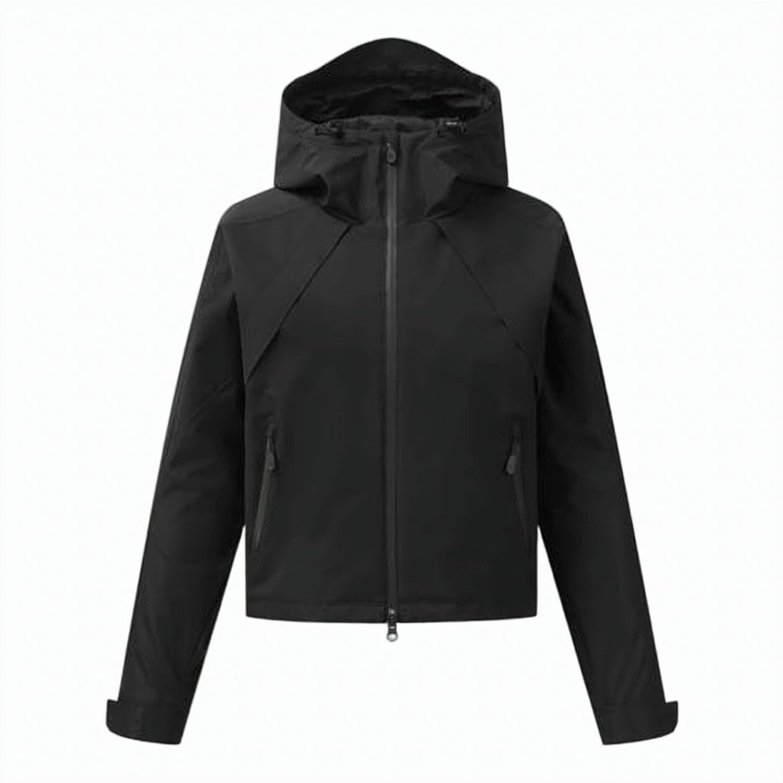 Hooded Black Jacket with Zippered Pockets