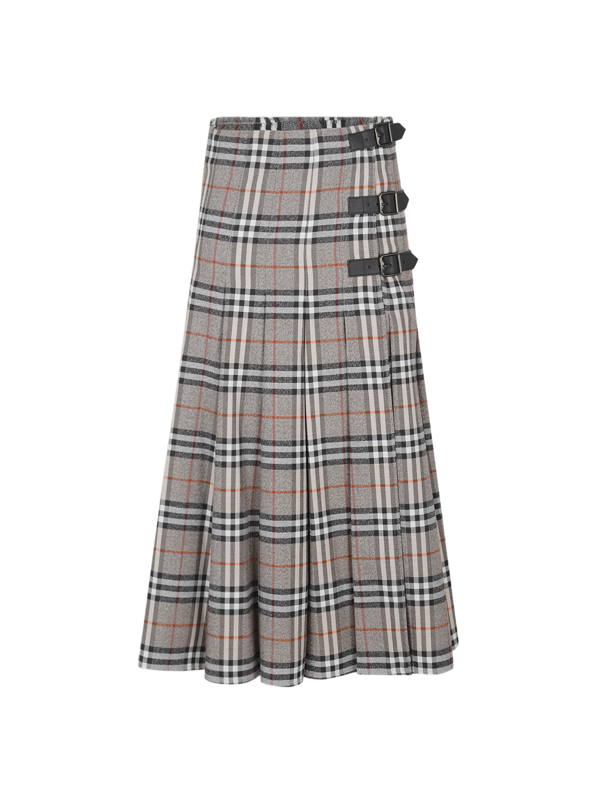 Classic Pleated Wool Midi Skirt