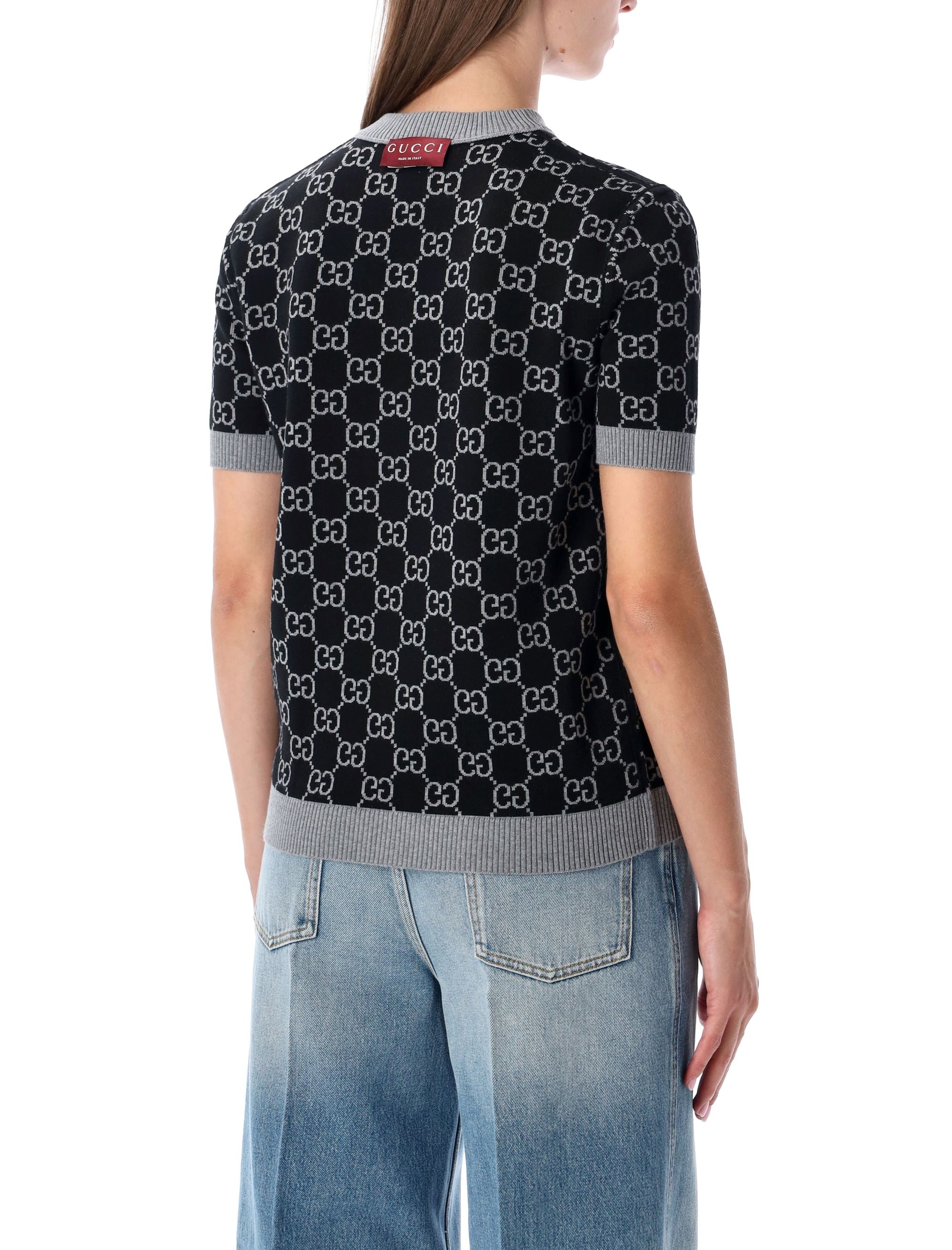 Gg Monogram Short Sleeve Reversible Sweater