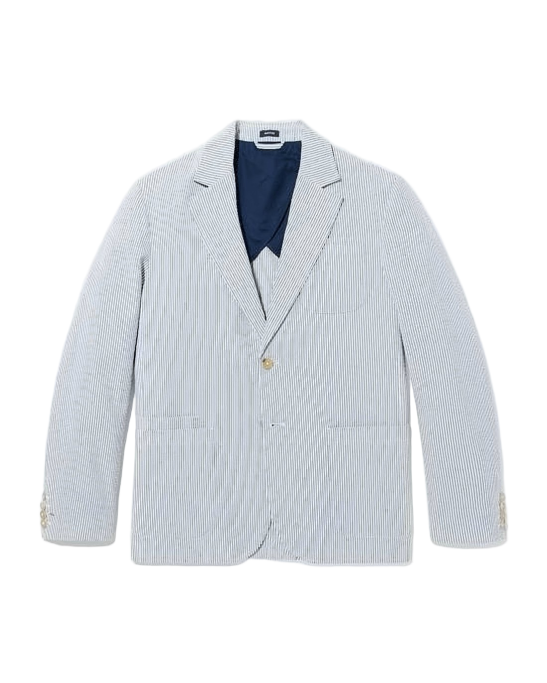 Tailored Seersucker Suit Jacket with Notched Lapel