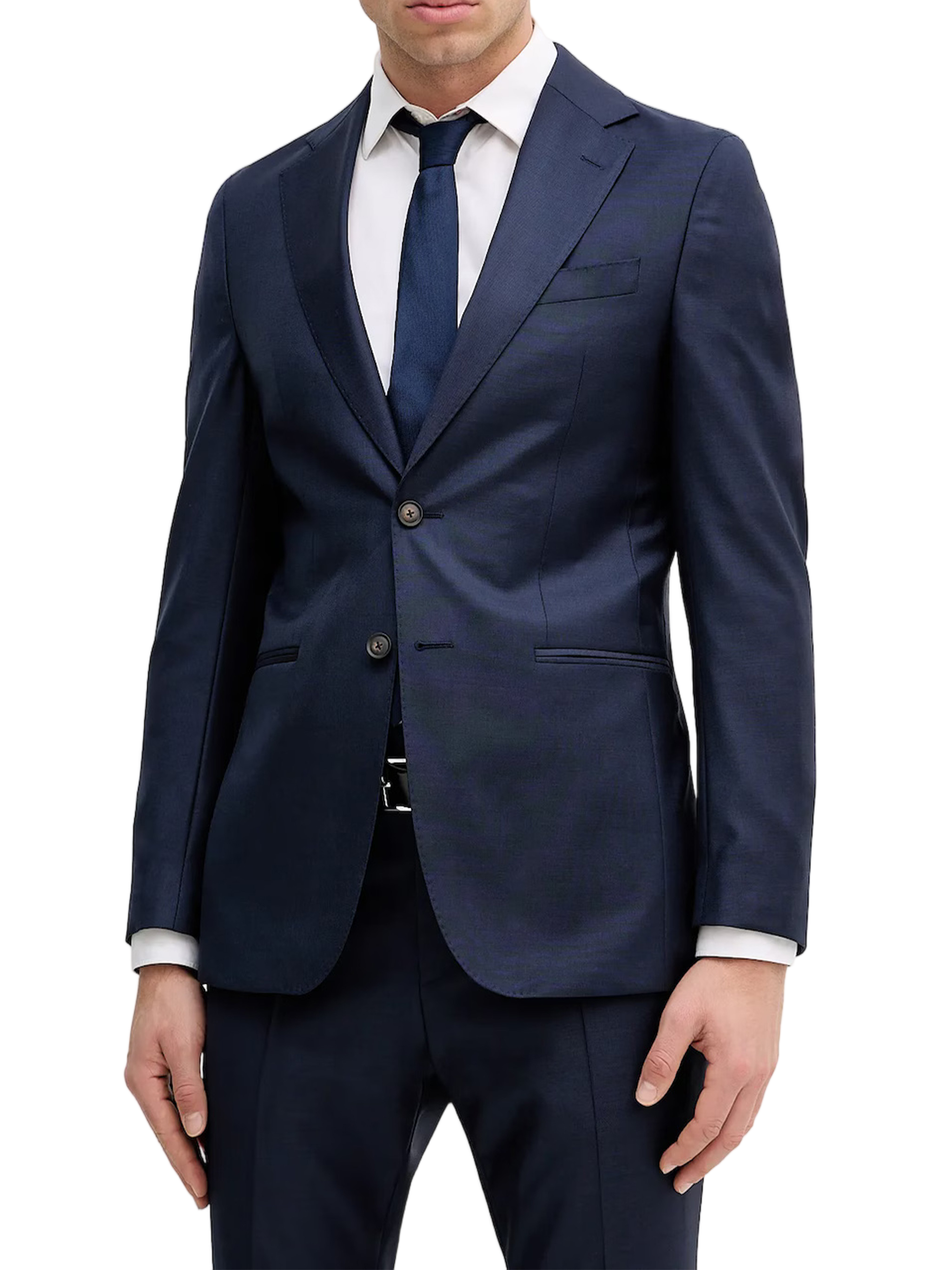 Blue Tailored Slim Two-Piece Wool Suit