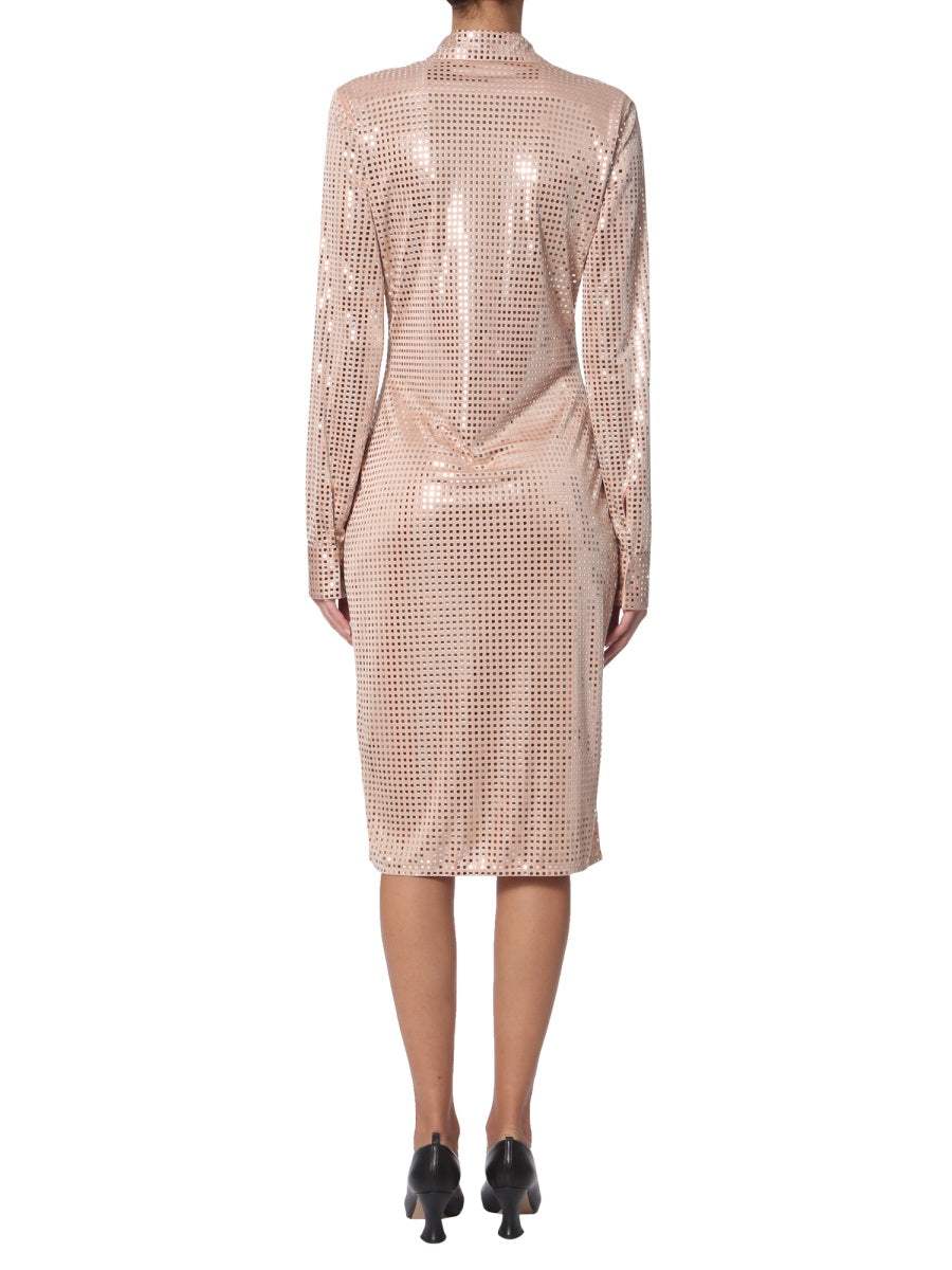 Front Button Closure Shirt Dress with Classic Collar