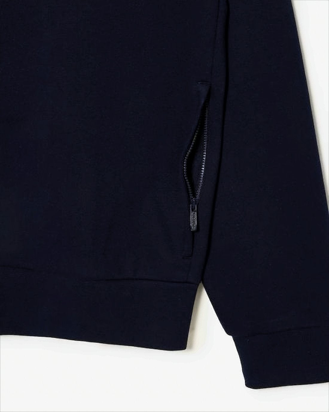 Black Zip-Up Hooded Sweatshirt with High Collar