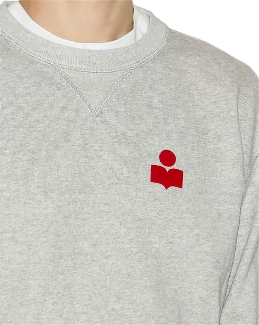 Long-Sleeve Grey Sweatshirt with Crew Neck
