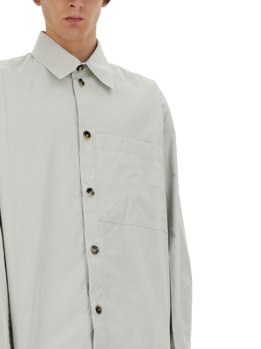 Smooth Tailored Cotton Shirt with Pointed Collar