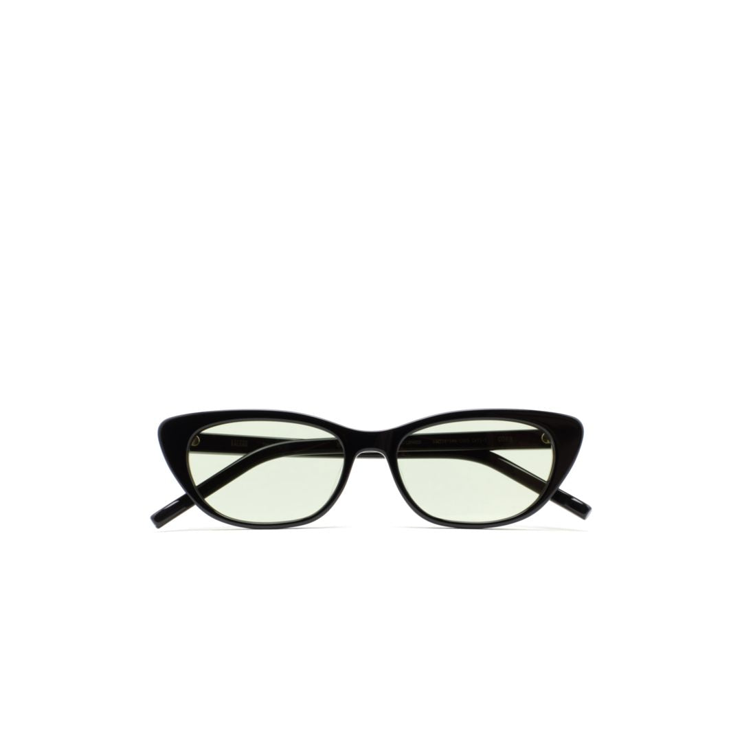 Cobb Cat-Eye Sunglasses with Glossy Frame and Green-Tinted Lenses