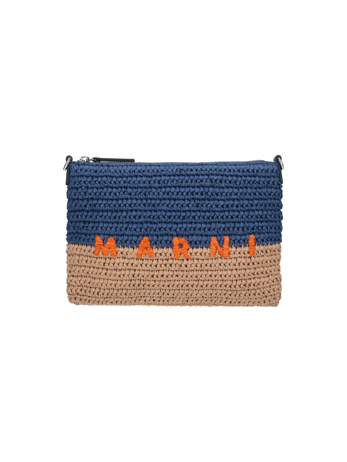 Blue Seaside Two-Tone Raffia Pouch