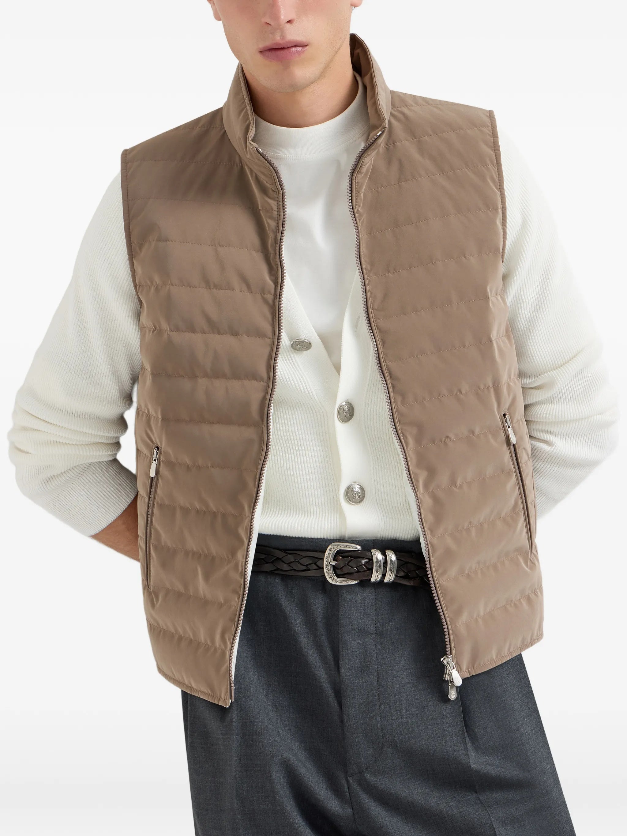 Quilted Horizontal Stitch Matte Gilet