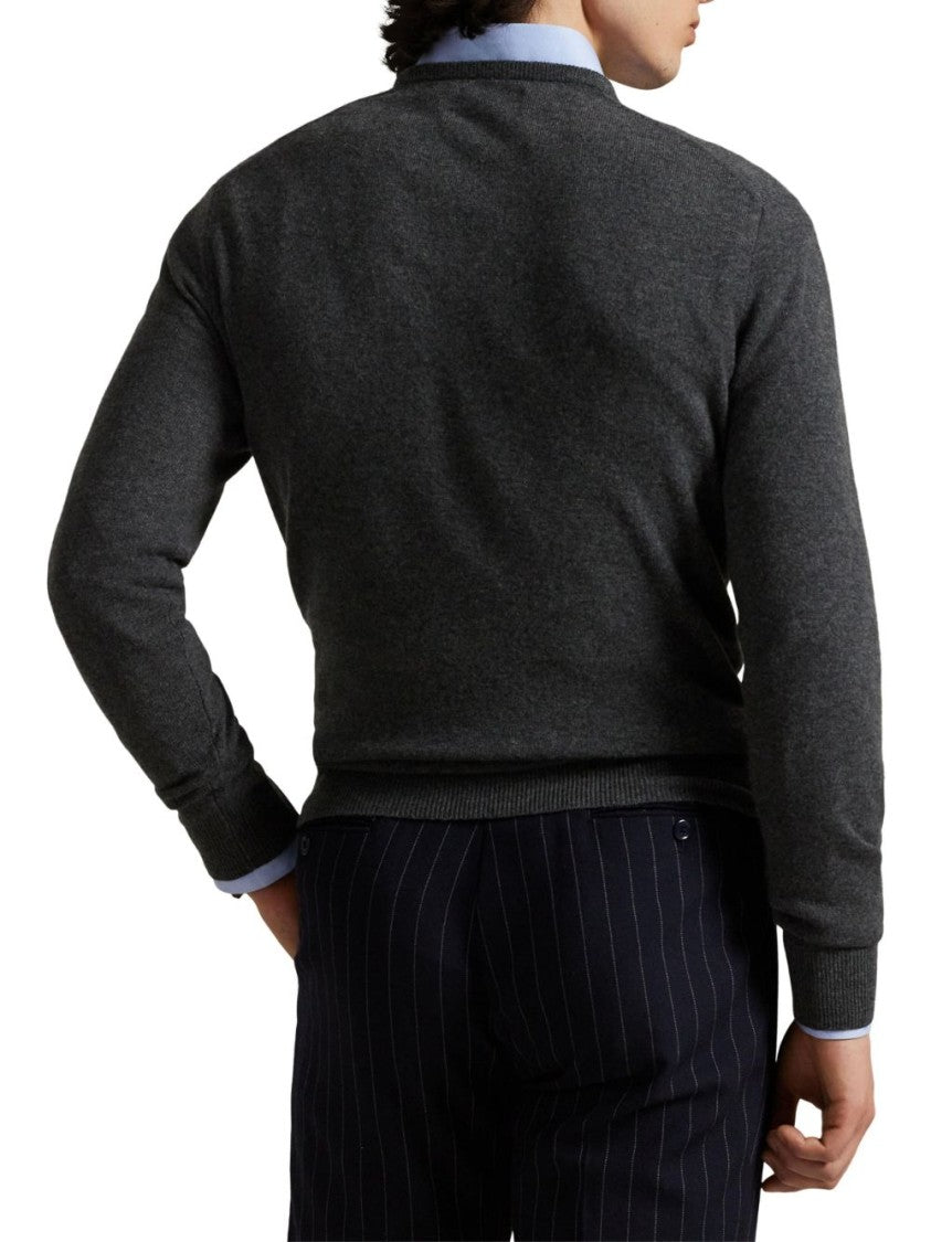 Tailored Gray Wool Crew Neck Sweater