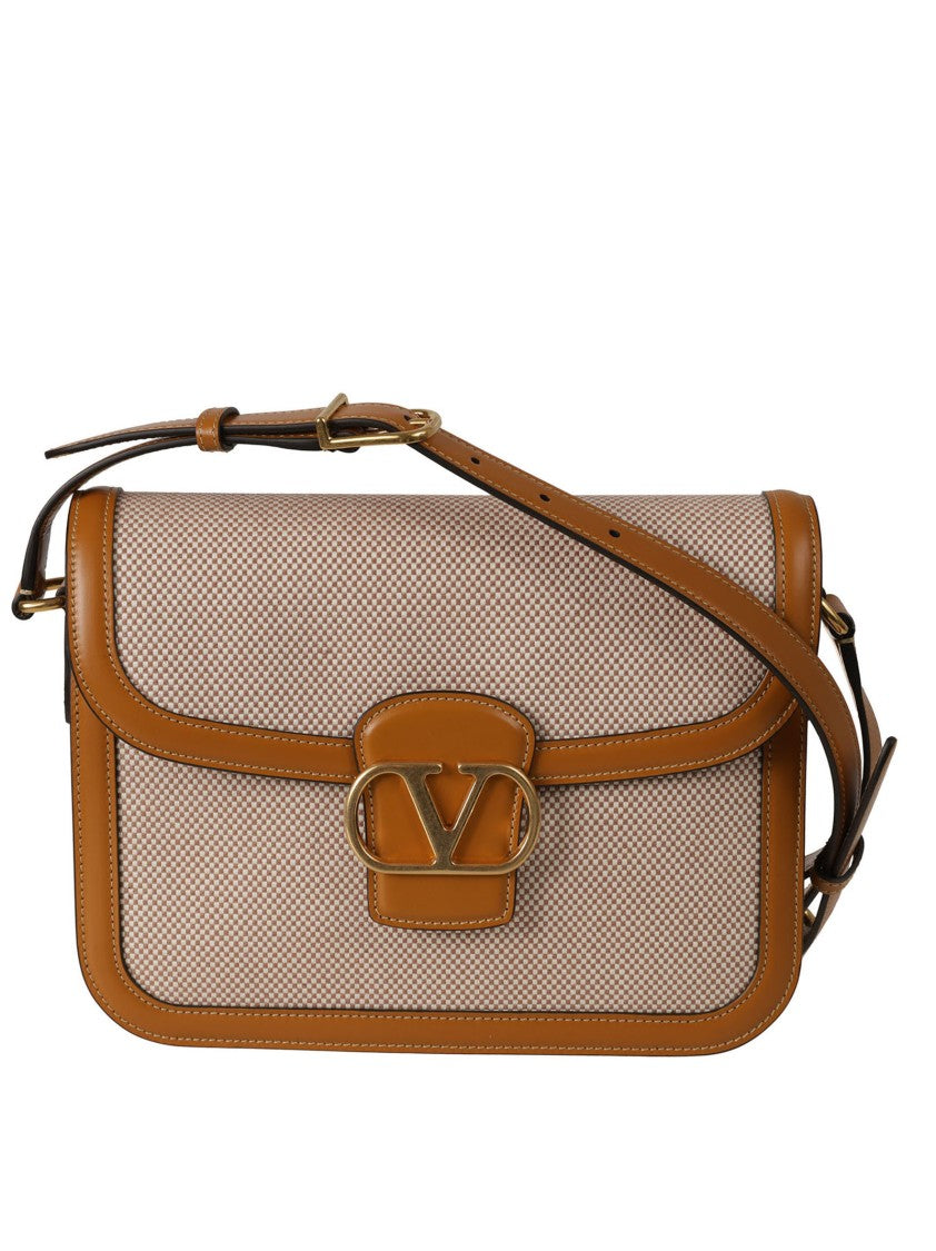Structured Beige Calfskin Shoulder Bag