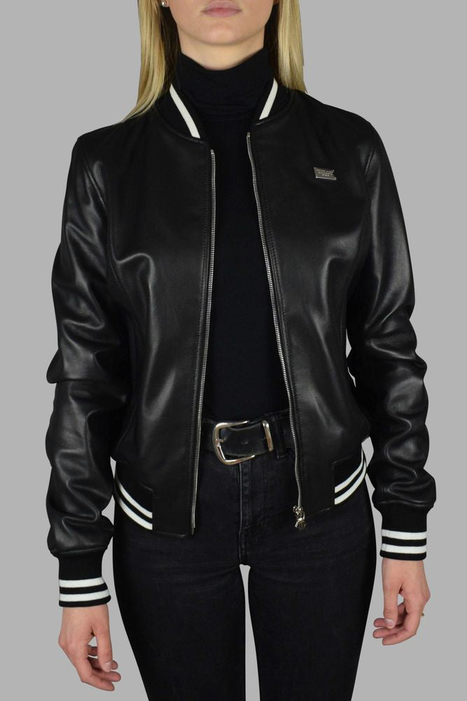 Leather Bomber Jacket With Heart