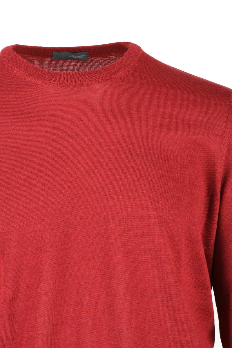 Crew Neck Sweater Merino Wool - Red