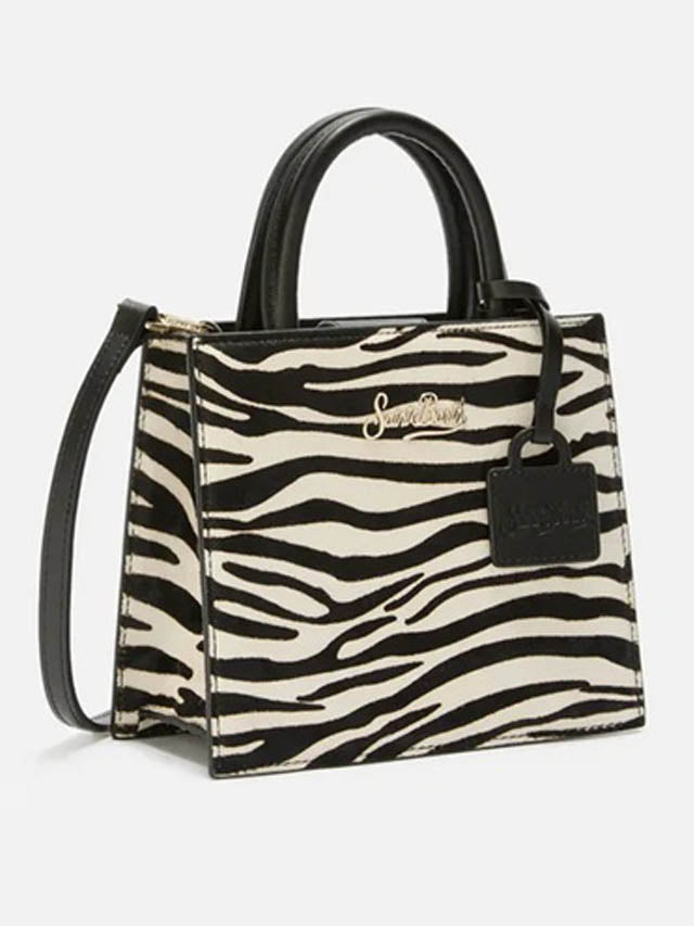 Compact Zebra Print Mini Shop Bag