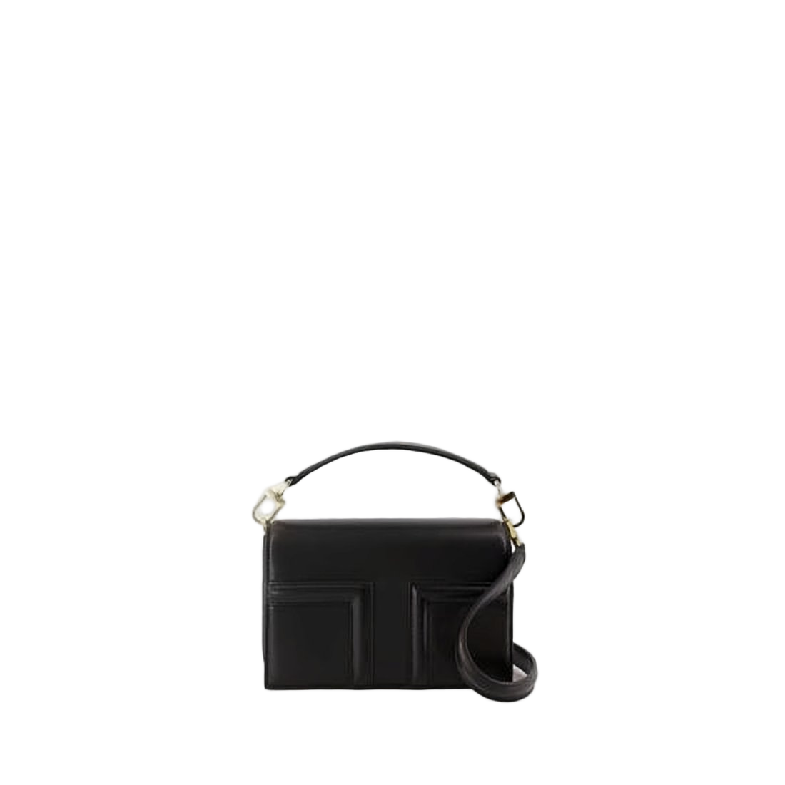 Structured Black Leather Shoulder Bag