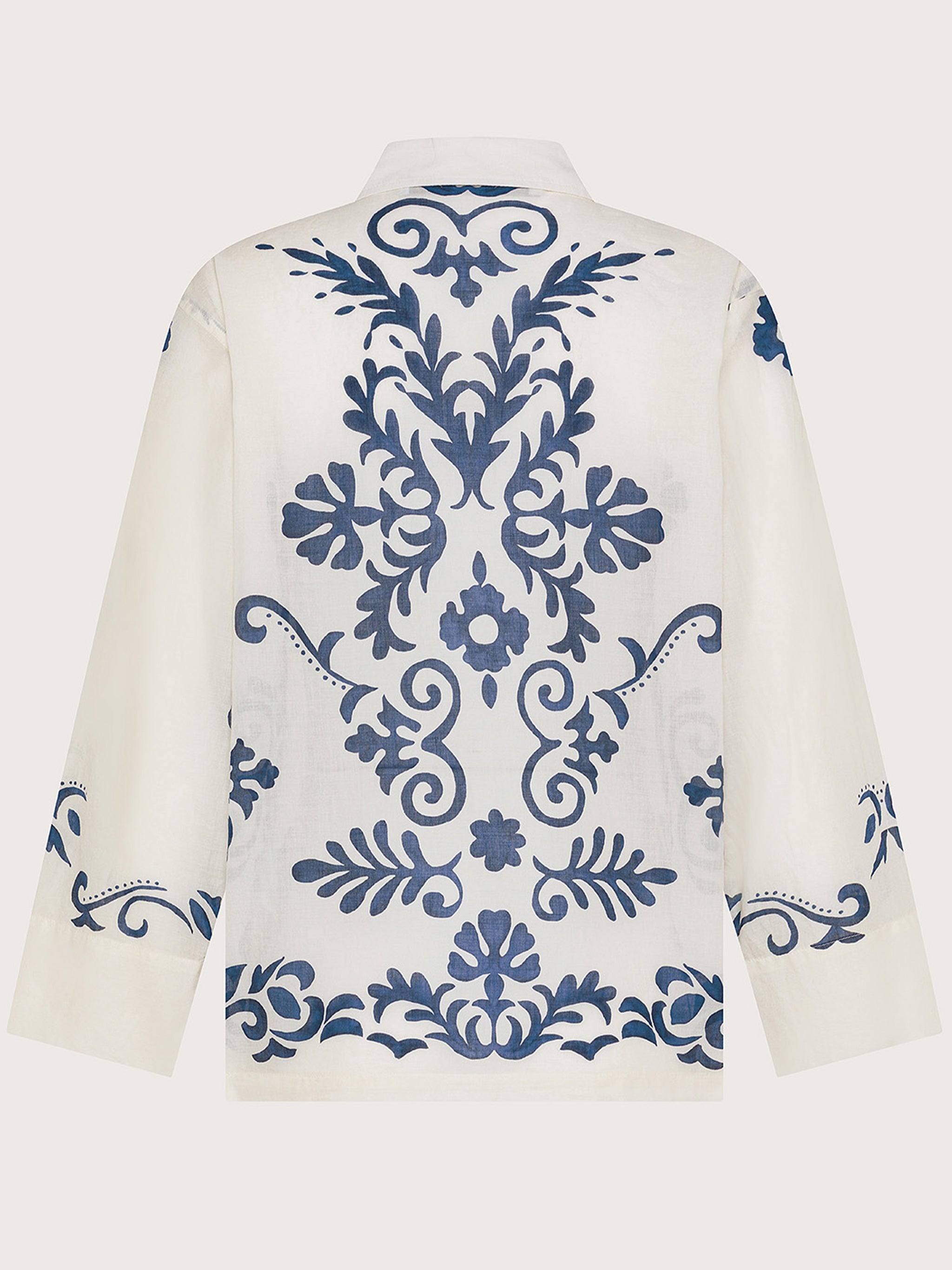 White Boxy Floral Print Shirt