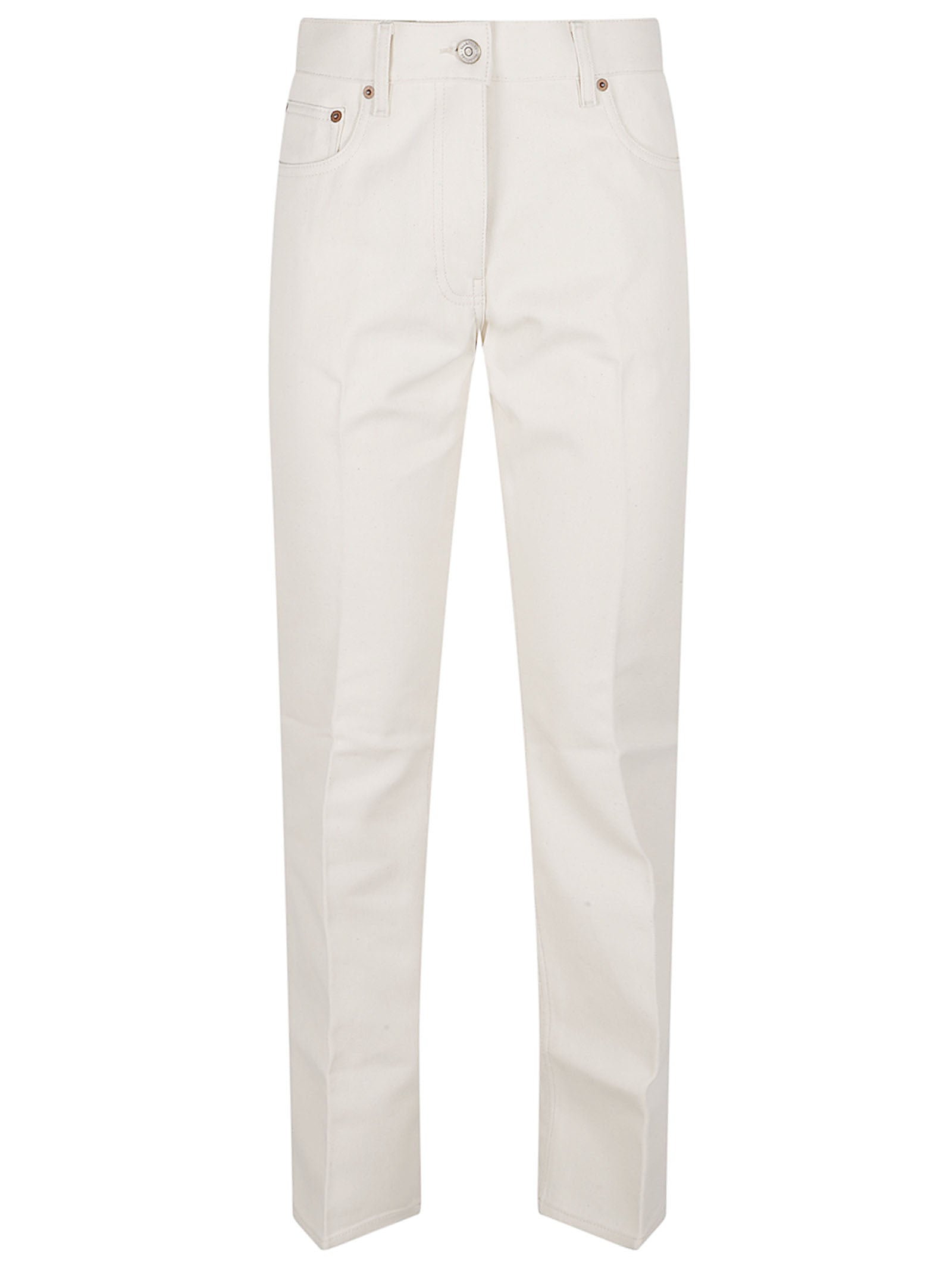 Straight-Leg Ivory Jeans