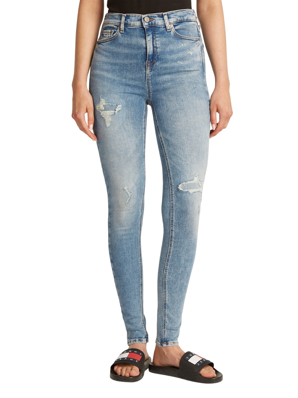 Mid-Rise Skinny Jeans With Distressed Details