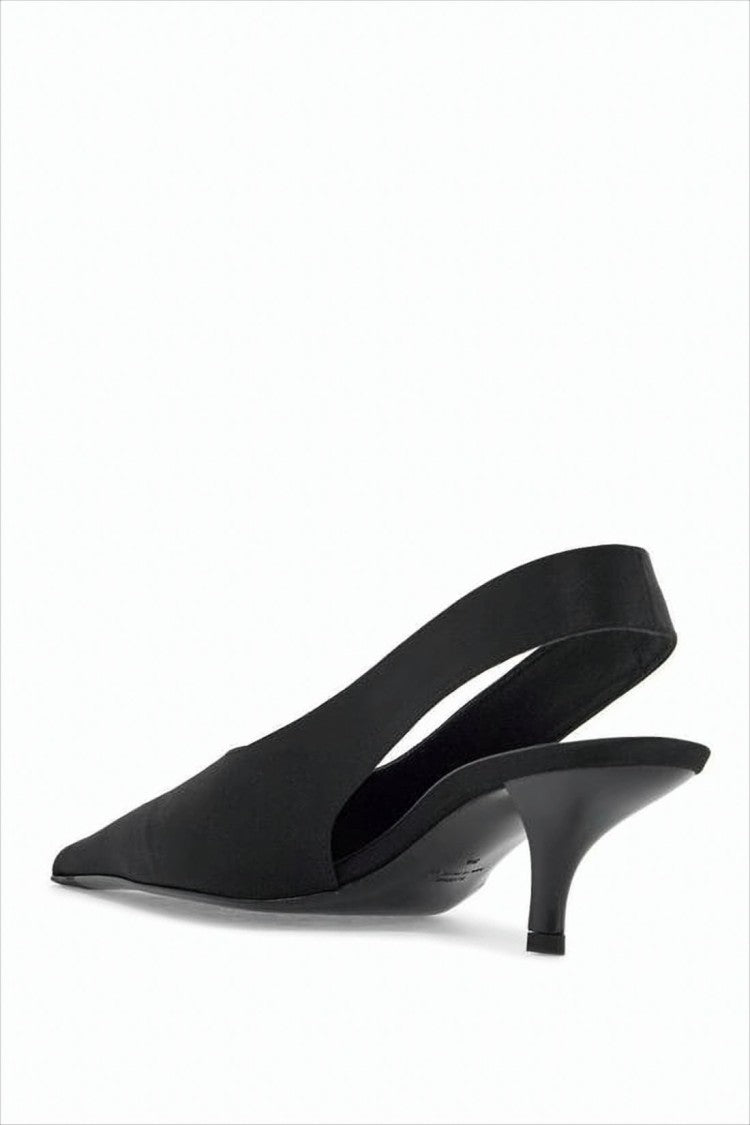Black Slingback Pumps with Pointed Toe