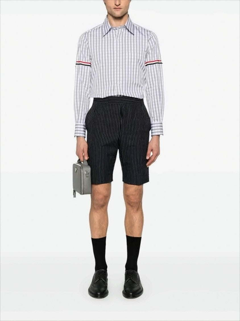 Gingham Check Long-Sleeve Shirt with Signature Stripes