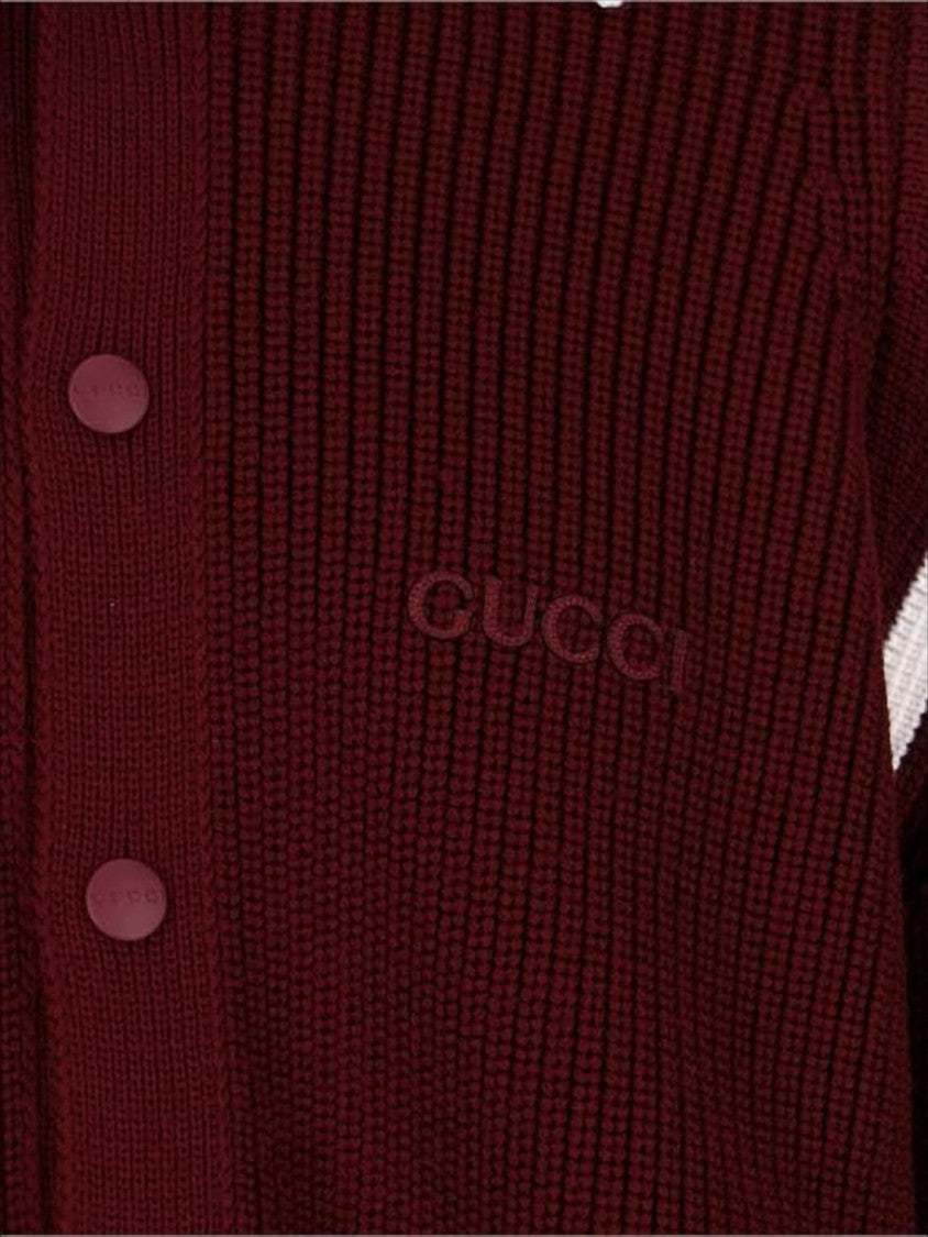 Burgundy Knit Cardigan with Ribbed Texture