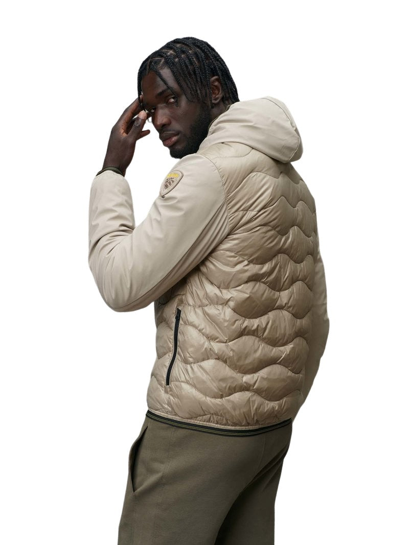 Beige Down Jacket With Hood