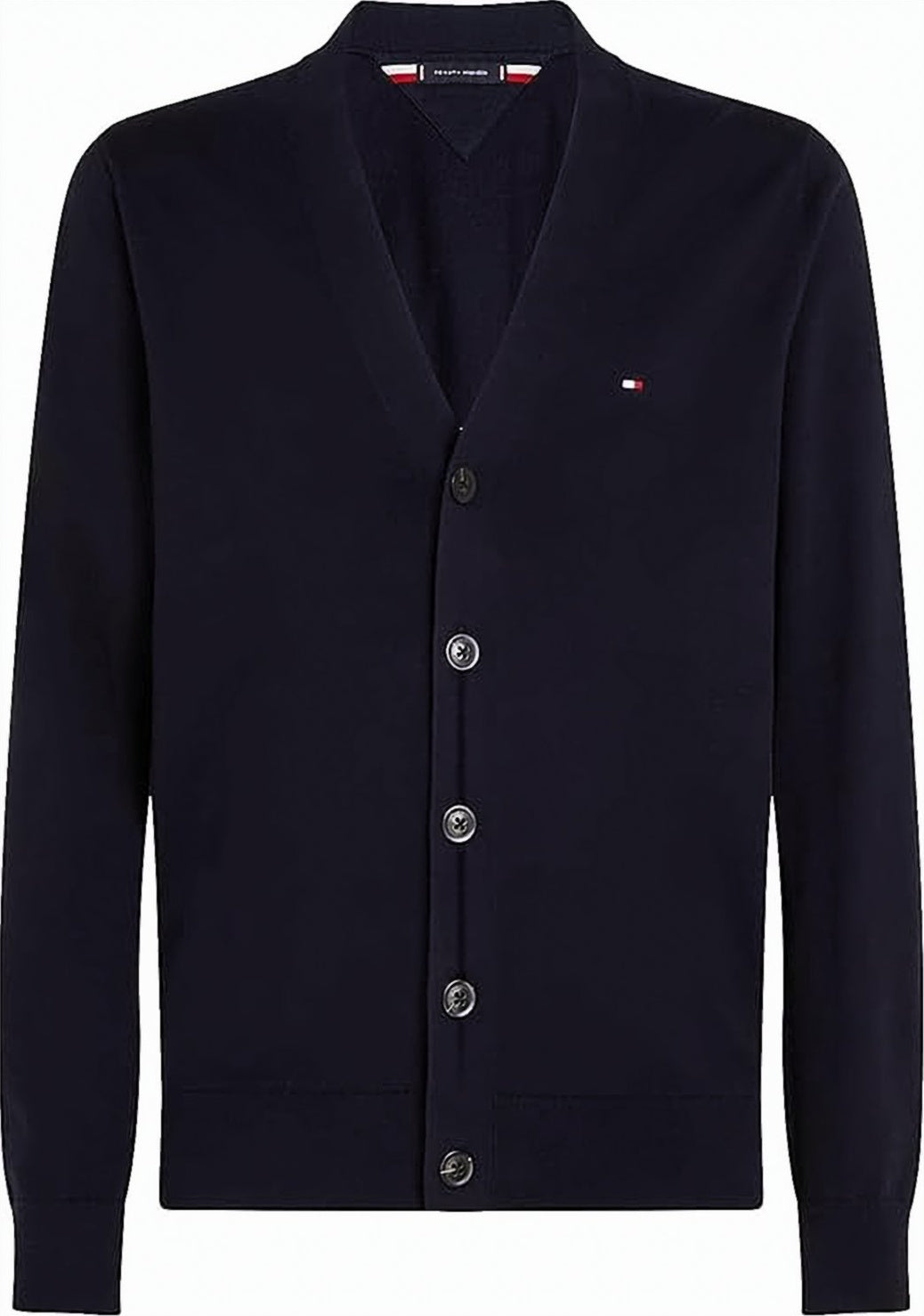 Classic V-Neck Cardigan with Ribbed Detailing