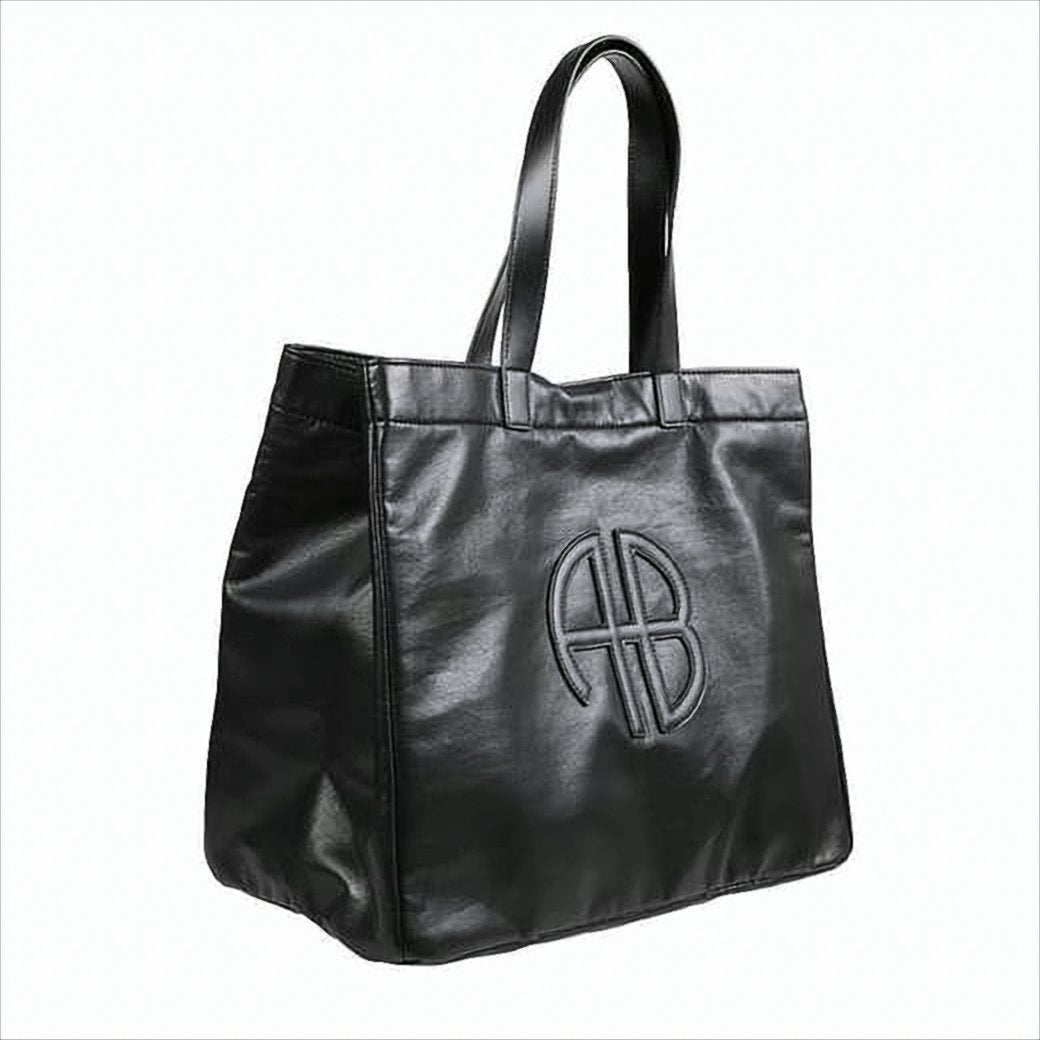 Structured Black Tote Bag in Recycled Leather