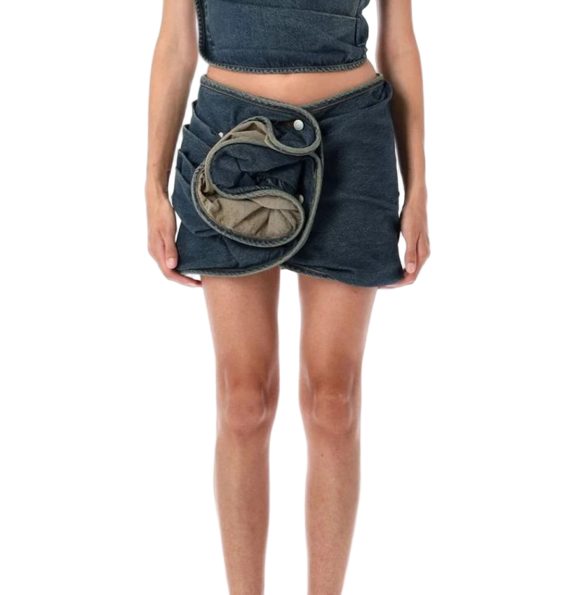 Mini Skirt with 3D Floral Appliqué