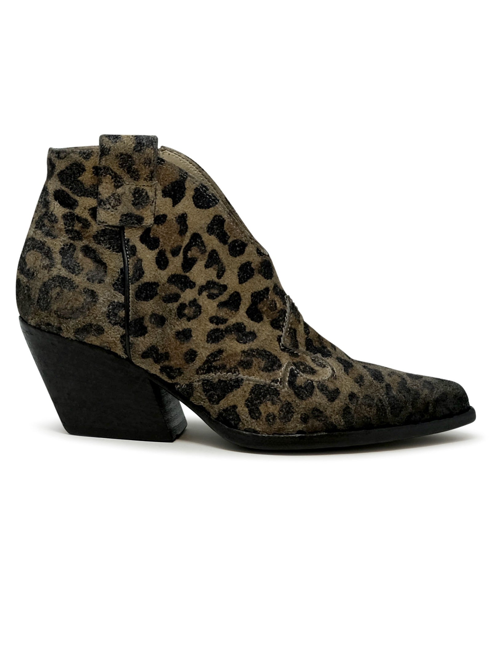 Leopard Suede Texan Ankle Boots
