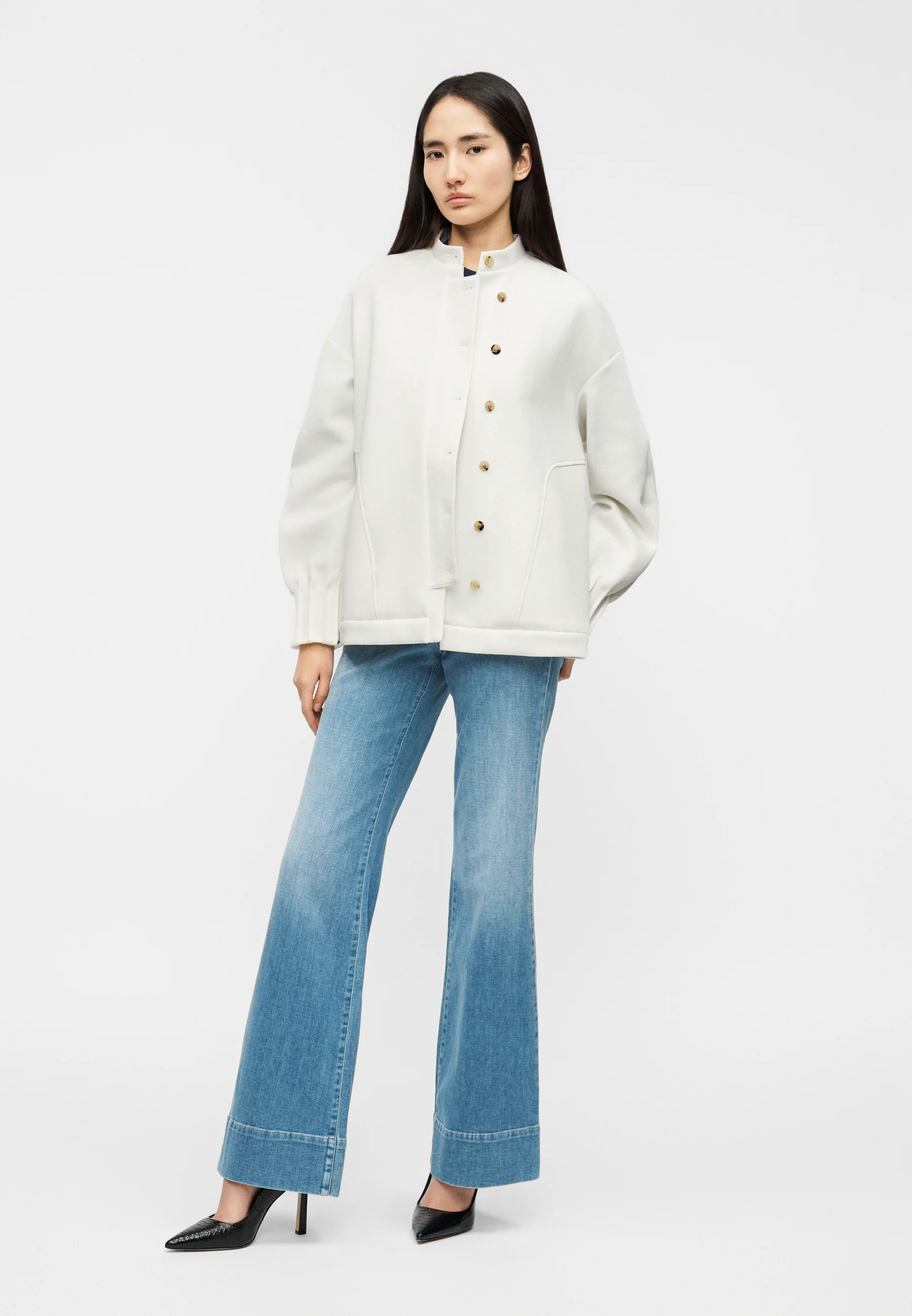 White Cotton Blend Sweatshirt
