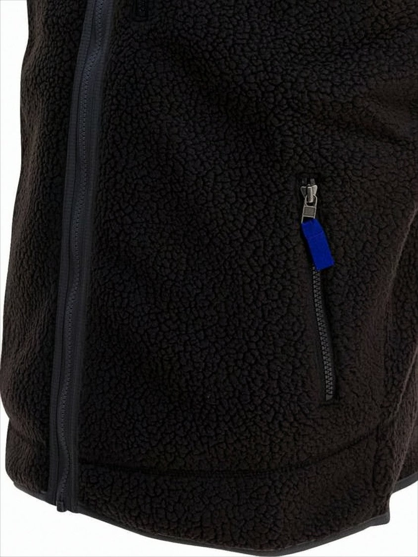 Textured Fleece Vest with High Collar