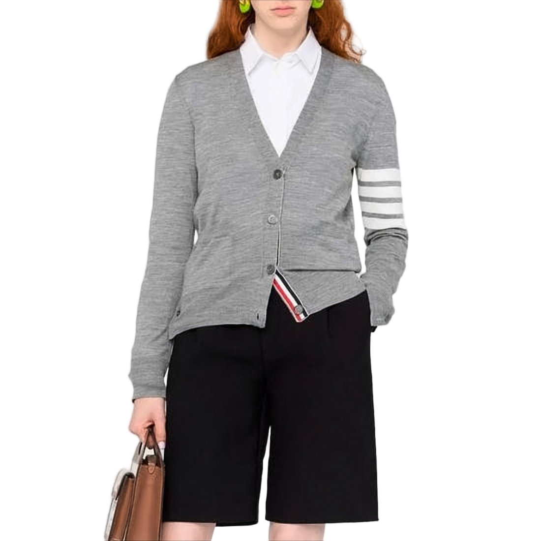 Lightweight Grey Merino Wool Cardigan with V-Neckline