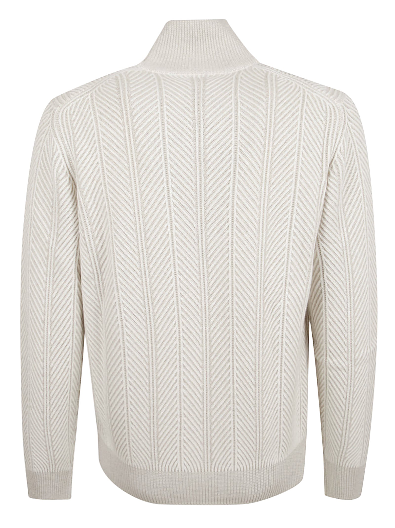Turtleneck Sweater In Fine Herringbone Weave